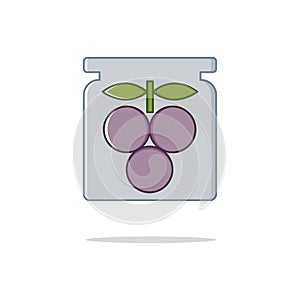 Canned plums color thin line icon.Vector illustration