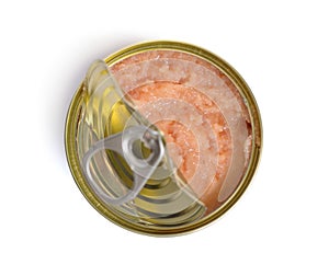 Canned Pollock caviar  isolated on white background