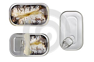 Canned sardines in olive oil isolated