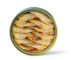 Canned smoked sprats in oil photo