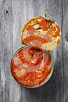 Canned spanish oreja de cerdo, stew of pigs ear photo