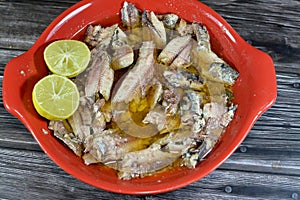 Canned spiced Sardines in vegetable oil, easy opening, sardine fish pilchards nutrient-rich, small, oily fish, a source of omega 3