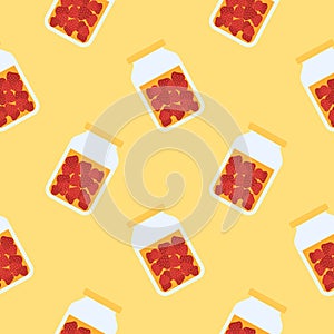 canned strawberry seamless pattern vector illustration
