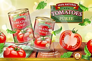 Canned tomato puree ads