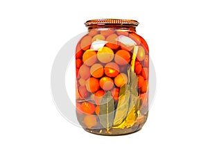 Canned tomato vegetable in a glass jar