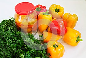 Canned tomatoes and fresh peppers