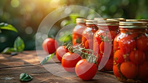 canned tomatoes on a wooden table