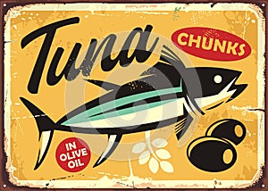 Canned tuna chunks retro advertisement