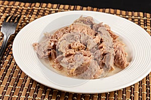 Canned Tuna Fish Slices On The Chinesse Background Table