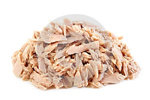 Canned tuna fish at on white background