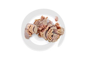 Canned tuna isolated on white.