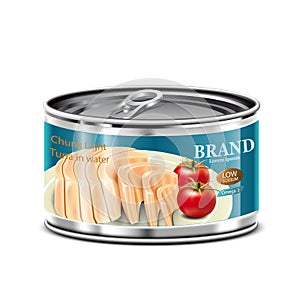 Canned Tuna low sodium and high omega 3 with isolated white background