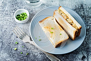 Canned Tuna salad sandwiches in the plate