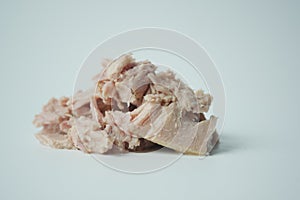 canned tuna on white background