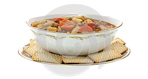 Canned Vegetable Soup and Crackers photo
