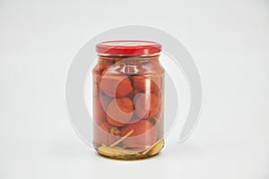 Canned vegetables. Red tomatoes