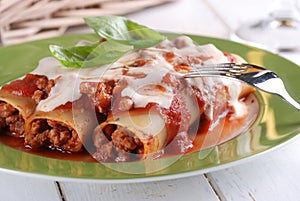 Cannelloni with meat sauce