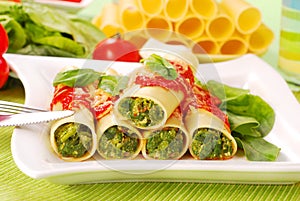 Cannelloni with spinach photo