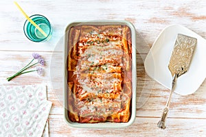 Cannelloni with spinach and ricotta top view