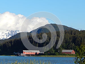 cannery buildings on a bright summer day