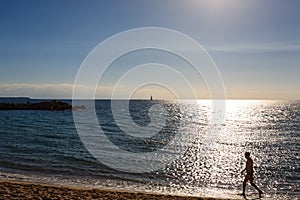 Cannes beach day view, France.