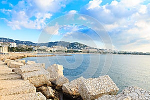 Cannes beach day view, France. photo