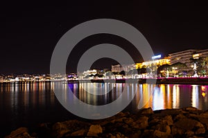 Cannes beach night view, France photo