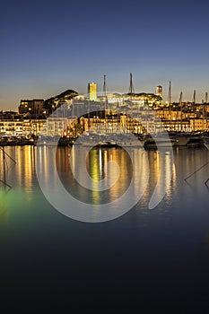 Cannes Castle in France in the evening