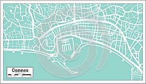 Cannes France City Map in Retro Style. Outline Map.