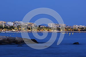 Cannes in France in the evening