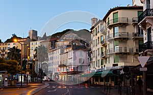 Cannes french riviera streets and building in twilight