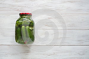 Canning cucumbers. Jar of pickles for the winter