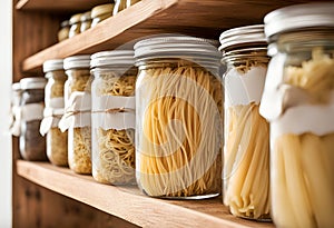 a canning jars prep pasta food storage shelf pantry dry goods cans stockpile cereal large family shopping preserve stock oats