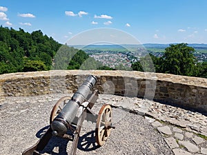 Cannon aimed at the valley town photo