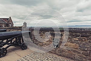 Cannon at Argyle Battery inside Edinburgh Castle, popular tourist attraction and landmark of Edinburgh, Scotland, UK