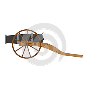Cannon artillery old gun vector illustration military weapon war isolated