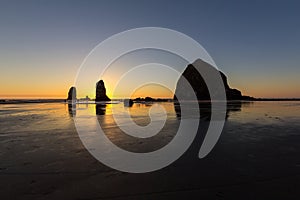 Cannon Beach Low Tide Sunset