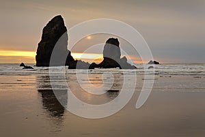 Cannon Beach Pinnacles Sunset