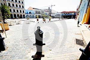 Cannon bollards in city square