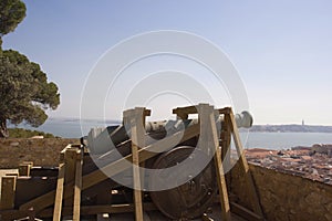 Cannon in the Castle of St. George in Lisbon. Portugal.