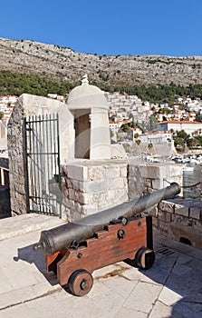 Cannon on city walls of Dubrovnik, Croatia (UNESCO site)