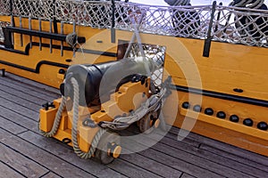 Cannon on Deck of Ship