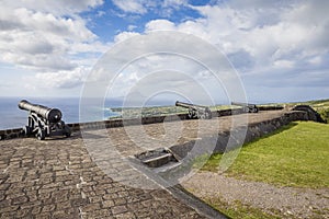 Cannon faces the Caribbean Sea at Brimstone Hill Fortress