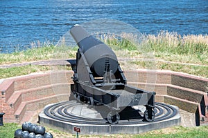 Cannon at fort mchenry baltimore usa flag