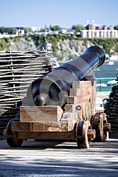 Cannon fortification that surrounds Quebec City in historic district