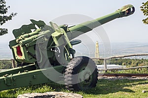 Cannon gun military vehicle close-up