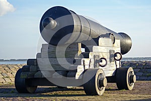 Cannon in the historical Dutch harbor town Hellevoetsluis