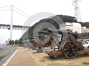 Cannon at Kanmon straits and habour, Shimonoseki, Yamaguchi, Japan