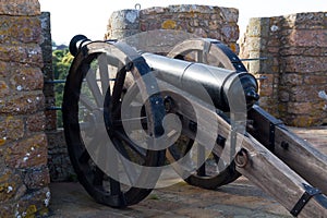 Cannon at Mont Orgueil Castle in Gorey, Jersey, UK photo