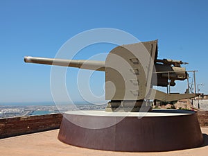 Cannon at MontjuÃ¯c Castle in Barcelona Spain